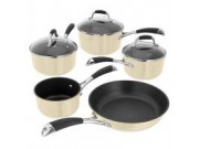 Stellar 3000 Induction Ready Non-Stick 5 Piece Pan Set (cream)